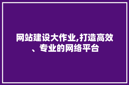 网站建设大作业,打造高效、专业的网络平台