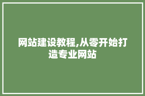 网站建设教程,从零开始打造专业网站