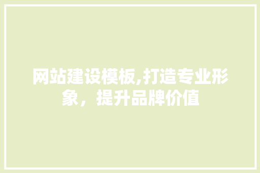网站建设模板,打造专业形象，提升品牌价值