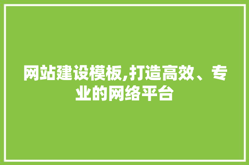 网站建设模板,打造高效、专业的网络平台