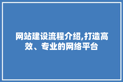 网站建设流程介绍,打造高效、专业的网络平台 网站建设流程介绍,打造高效、专业的网络平台 SEO关键词