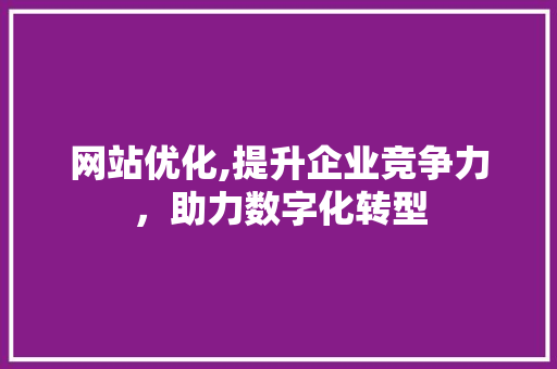 网站优化,提升企业竞争力，助力数字化转型