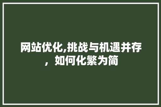 网站优化,挑战与机遇并存，如何化繁为简
