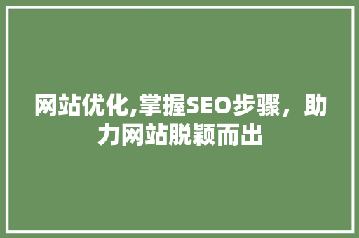 网站优化,掌握SEO步骤，助力网站脱颖而出