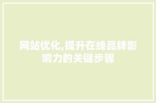 网站优化,提升在线品牌影响力的关键步骤