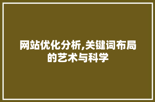 网站优化分析,关键词布局的艺术与科学
