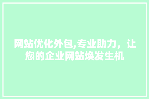 网站优化外包,专业助力，让您的企业网站焕发生机