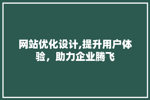 网站优化设计,提升用户体验，助力企业腾飞 网站优化设计,提升用户体验，助力企业腾飞 必应SEO