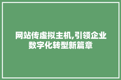 网站传虚拟主机,引领企业数字化转型新篇章