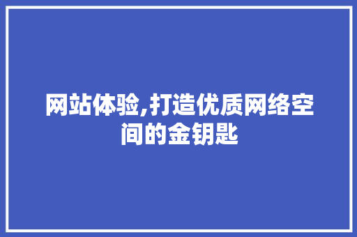网站体验,打造优质网络空间的金钥匙