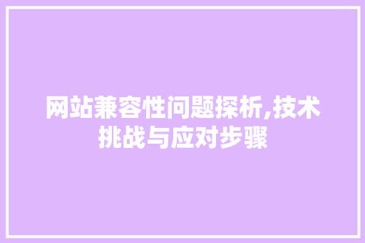 网站兼容性问题探析,技术挑战与应对步骤