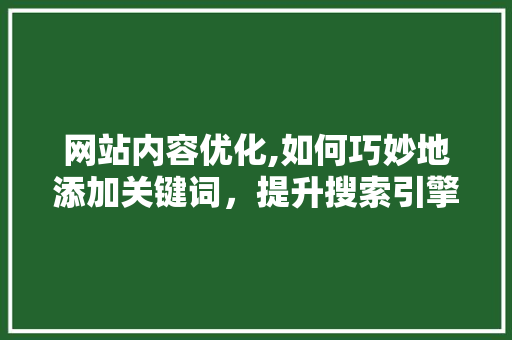 网站内容优化,如何巧妙地添加关键词，提升搜索引擎排名