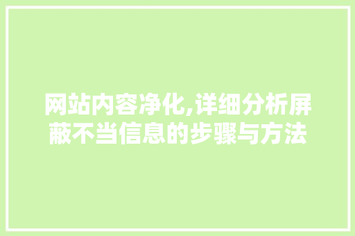 网站内容净化,详细分析屏蔽不当信息的步骤与方法