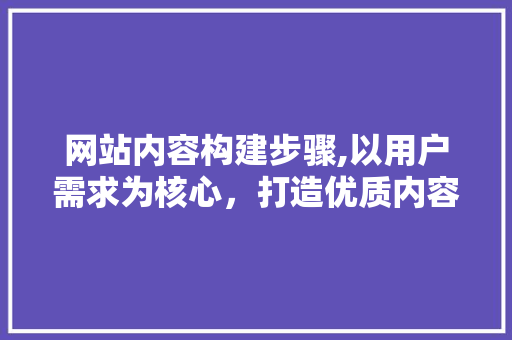 网站内容构建步骤,以用户需求为核心，打造优质内容生态