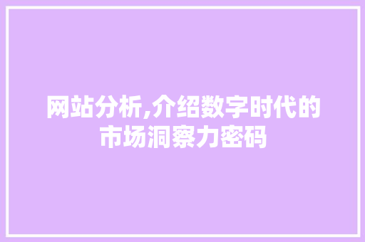 网站分析,介绍数字时代的市场洞察力密码 网站分析,介绍数字时代的市场洞察力密码 百度SEO