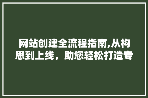 网站创建全流程指南,从构思到上线，助您轻松打造专业网站