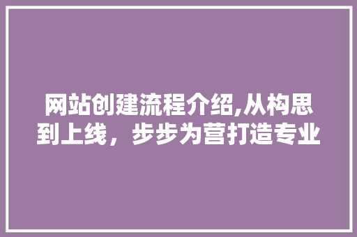 网站创建流程介绍,从构思到上线，步步为营打造专业平台