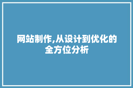 网站制作,从设计到优化的全方位分析