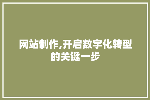 网站制作,开启数字化转型的关键一步