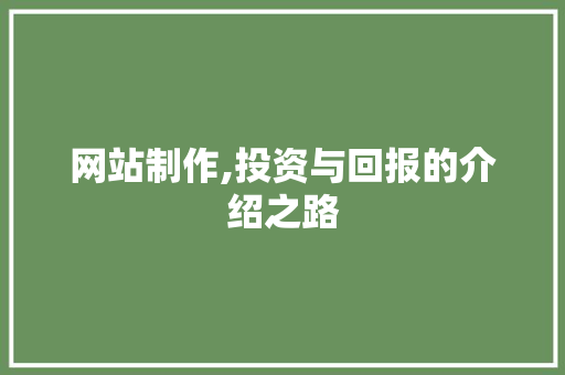 网站制作,投资与回报的介绍之路