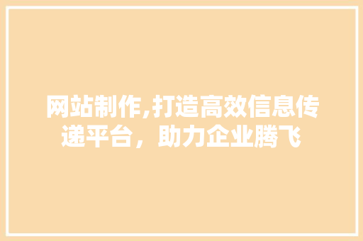 网站制作,打造高效信息传递平台，助力企业腾飞