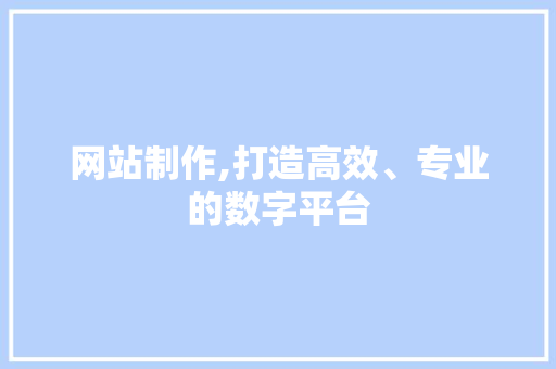 网站制作,打造高效、专业的数字平台