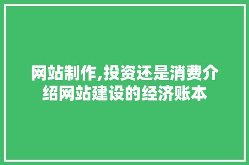 网站制作,投资还是消费介绍网站建设的经济账本
