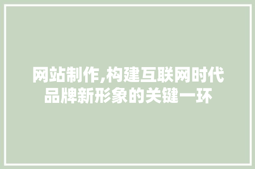 网站制作,构建互联网时代品牌新形象的关键一环