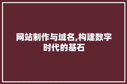 网站制作与域名,构建数字时代的基石