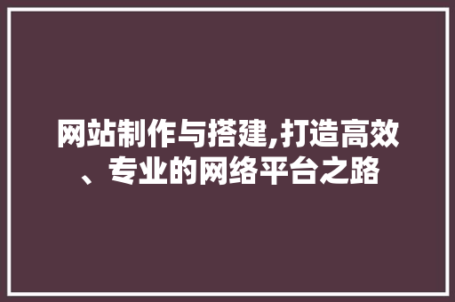 网站制作与搭建,打造高效、专业的网络平台之路