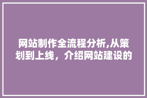 网站制作全流程分析,从策划到上线，介绍网站建设的秘密