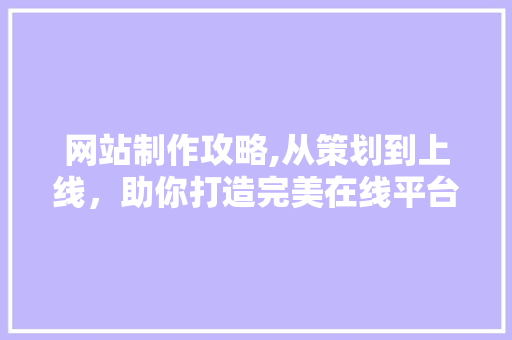 网站制作攻略,从策划到上线，助你打造完美在线平台