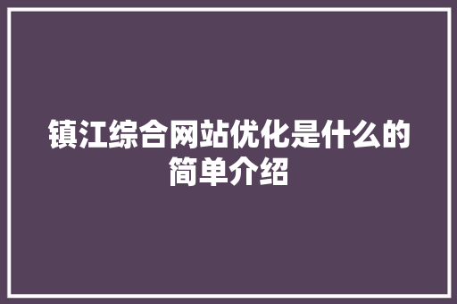 镇江综合网站优化是什么的简单介绍 镇江综合网站优化是什么的简单介绍 必应SEO
