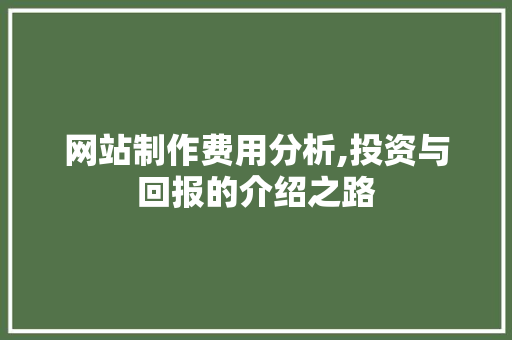 网站制作费用分析,投资与回报的介绍之路