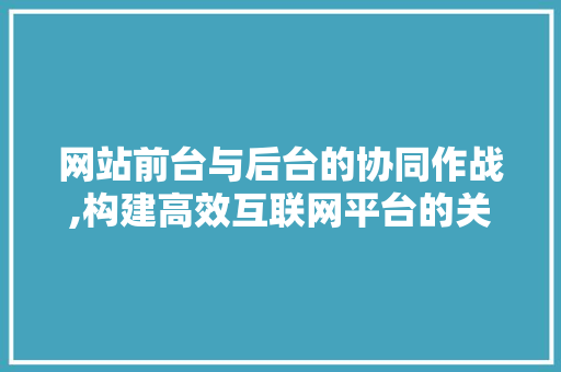 网站前台与后台的协同作战,构建高效互联网平台的关键 网站前台与后台的协同作战,构建高效互联网平台的关键 搜狗SEO