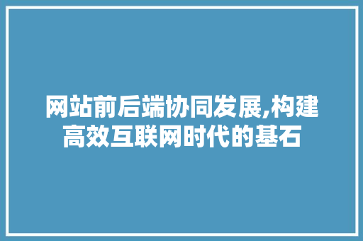网站前后端协同发展,构建高效互联网时代的基石