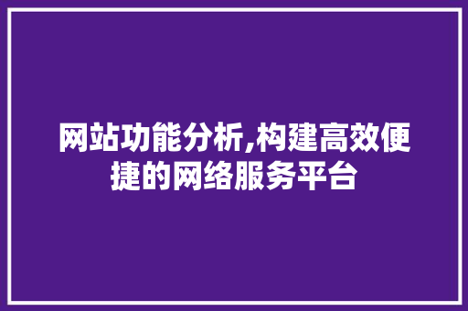 网站功能分析,构建高效便捷的网络服务平台