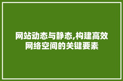 网站动态与静态,构建高效网络空间的关键要素