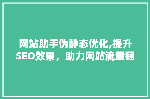 网站助手伪静态优化,提升SEO效果，助力网站流量翻倍
