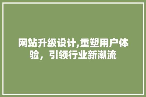 网站升级设计,重塑用户体验，引领行业新潮流