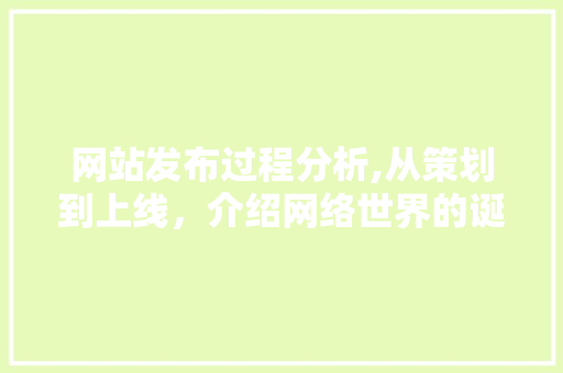 网站发布过程分析,从策划到上线，介绍网络世界的诞生奥秘