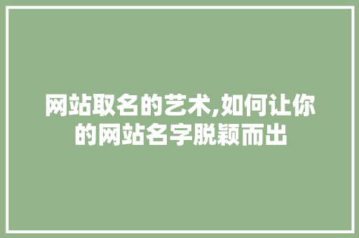 网站取名的艺术,如何让你的网站名字脱颖而出 网站取名的艺术,如何让你的网站名字脱颖而出 百度SEO