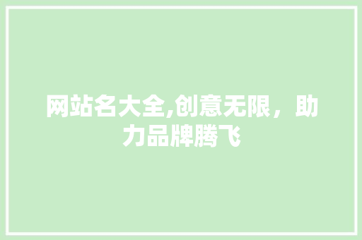 网站名大全,创意无限，助力品牌腾飞