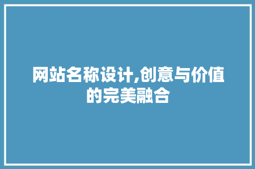 网站名称设计,创意与价值的完美融合