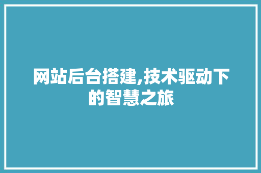 网站后台搭建,技术驱动下的智慧之旅