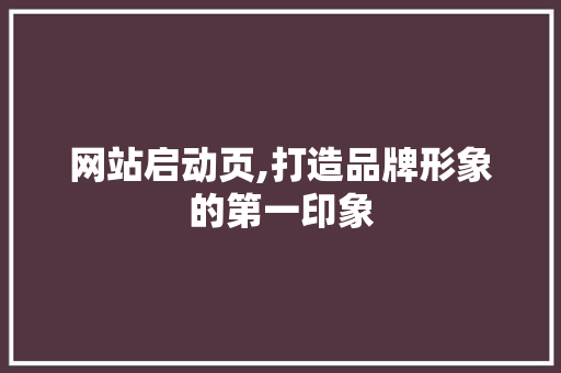 网站启动页,打造品牌形象的第一印象 网站启动页,打造品牌形象的第一印象 百度SEO