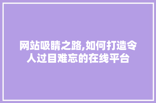 网站吸睛之路,如何打造令人过目难忘的在线平台