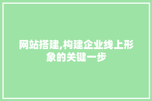 网站搭建,构建企业线上形象的关键一步
