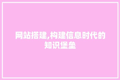 网站搭建,构建信息时代的知识堡垒