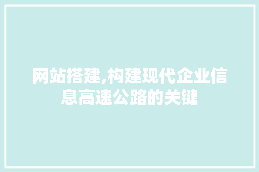 网站搭建,构建现代企业信息高速公路的关键